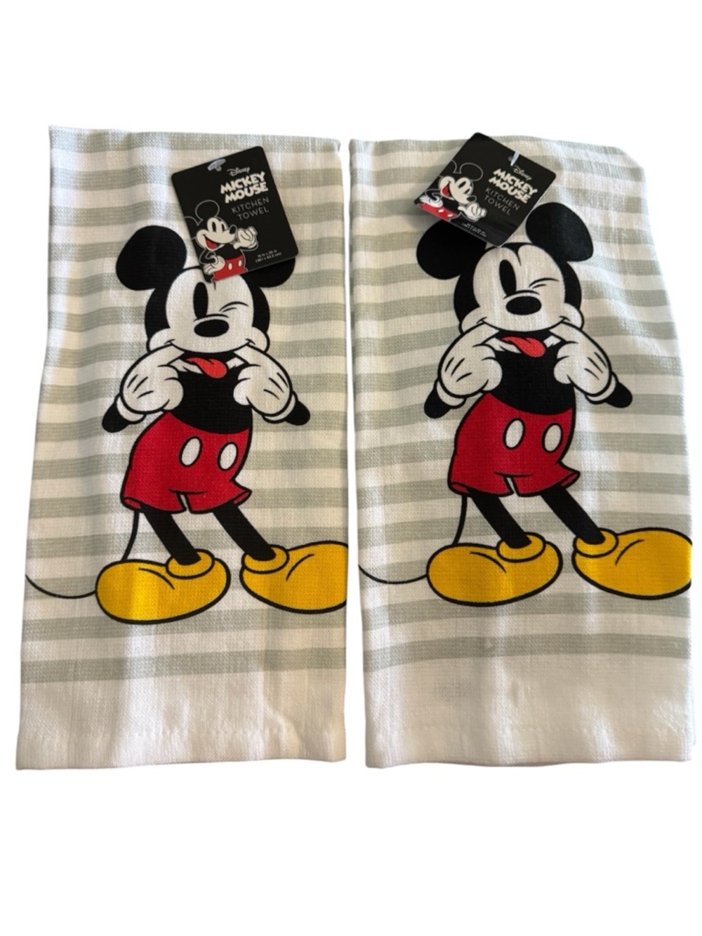 Disney Mickey Mouse Striped Kitchen Towels - Red, Yellow, Black, Gray